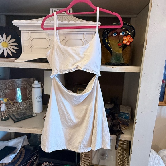 LOVESHACKFANCY MEDIUM M White Cloud Chaser Bow Print Astoria Cut-Out Dress flaw - Picture 4 of 6